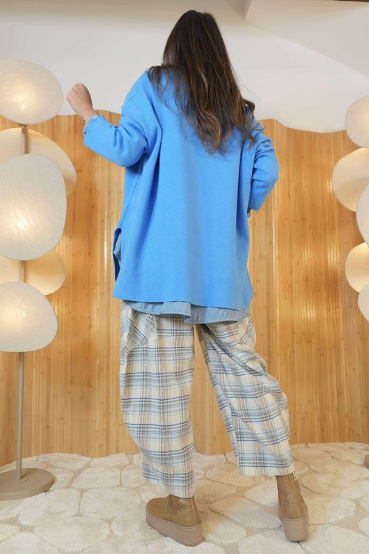 Purdy V Neck Luxury Blanket Knit Denim